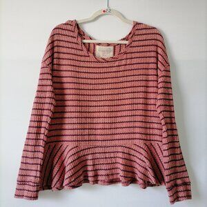 Free People We The Free Womens Pink Auntie Em Striped Thermal Top Size Medium